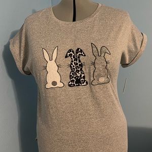 3 Patterned Rabbit Top * Soft & Stretchy * size XL Ladies Teens * Bunny Shirt *